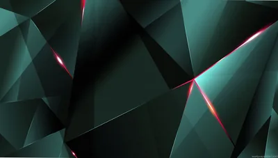 Emerald Polygon Shards with Red Seams HD Wallpaper
