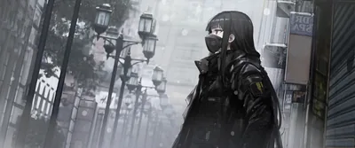 Desktop wallpaper Anime, Original, Black Hair, Mask 4K for PC