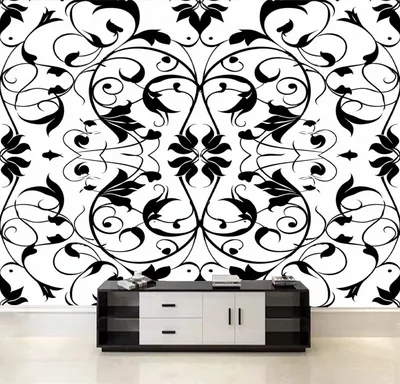 Peel and Stick Wallpaper floral oriental black seamless Canvas Texture