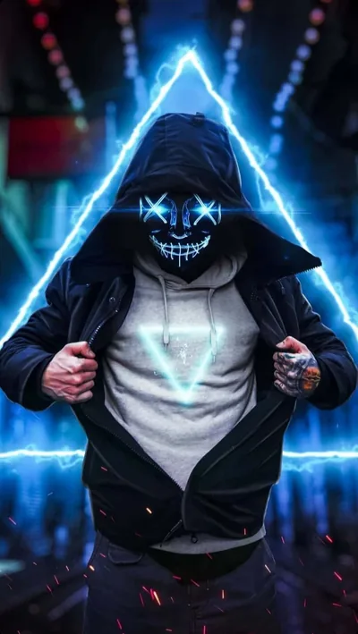 Masked Boy Opening His Jacket HD Phone Wallpaper