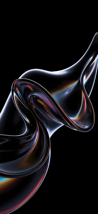 Iridescent Chrome Twist on Black HD Phone Wallpaper