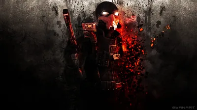 Masked Soldier in Red and Black HD Wallpaper