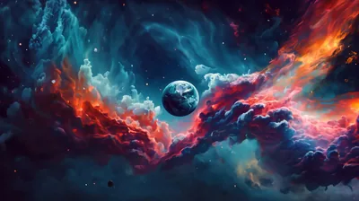 Nebula Storm Around Earth HD Wallpaper