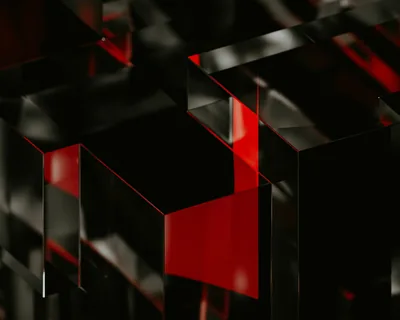 Red and Black Glass Cubes HD Wallpaper