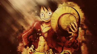 Luffy Holding His Straw Hat in Golden Light HD Wallpaper
