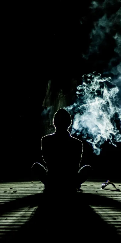 Meditating Silhouette With Smoke HD Phone Wallpaper