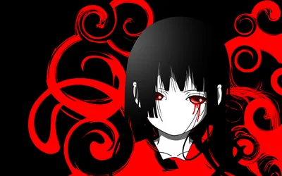 Anime Girl in Red and Black Swirls HD Wallpaper