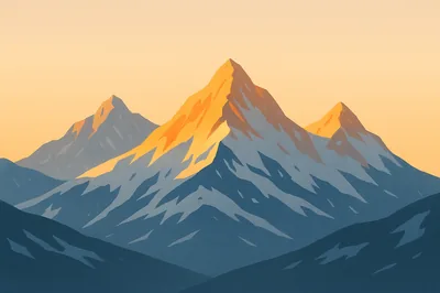 Minimalist Mountain Illustration at Sunrise HD Wallpaper