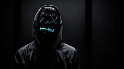 Hooded Man in an LED Purge Mask HD Wallpaper