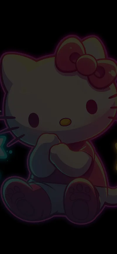 Hello Kitty Neon Stars Cute Aesthetic Wallpapers Sanrio Wallpaper