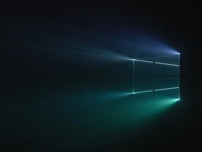 Teal Light Rays from the Windows Logo HD Wallpaper