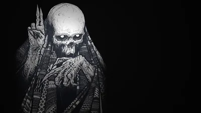 Robed Skeleton Raising One Finger HD Wallpaper