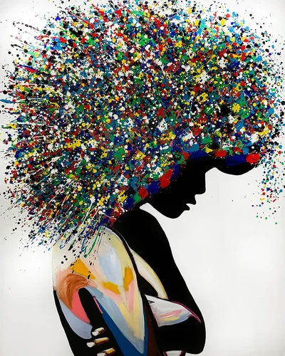 Black Woman Pop Art Canvas Print Colorful Afro, Modern Wall Decor