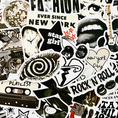 Dark Downtown Girly Kindle Stickers, Black & White Coquette Sticker Pack