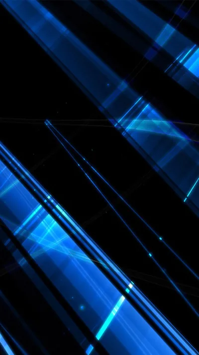 Diagonal Blue Light Beams on Black HD Phone Wallpaper