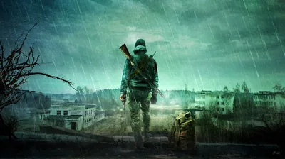 Soldier Walking Through a Ruined City HD Wallpaper