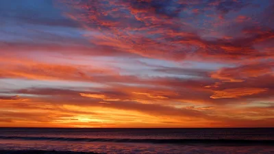 Red Sunset over the Ocean HD Wallpaper