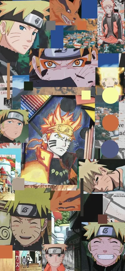 Naruto Anime Still Photo Grid HD Phone Wallpaper