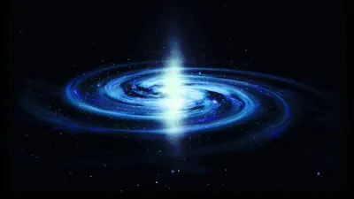 Swirling Galaxy with Vertical Light Beam HD Wallpaper