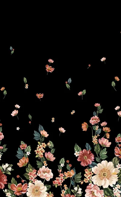 Painted Wildflowers Along the Lower Edge HD Phone Wallpaper