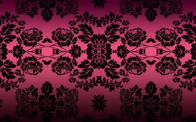 Black Damask on Pink Gradient HD Wallpaper