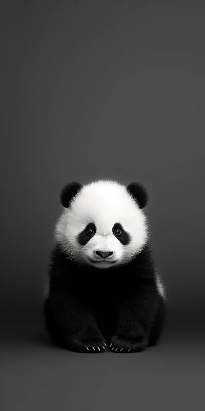 Little panda Black and white iPhone wallpaper