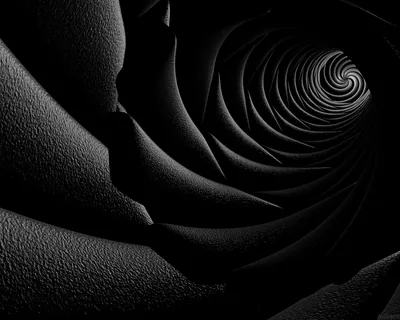 Black 3D Rose Spiral Close-Up HD Wallpaper