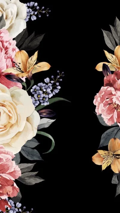Black Floral Iphone Background