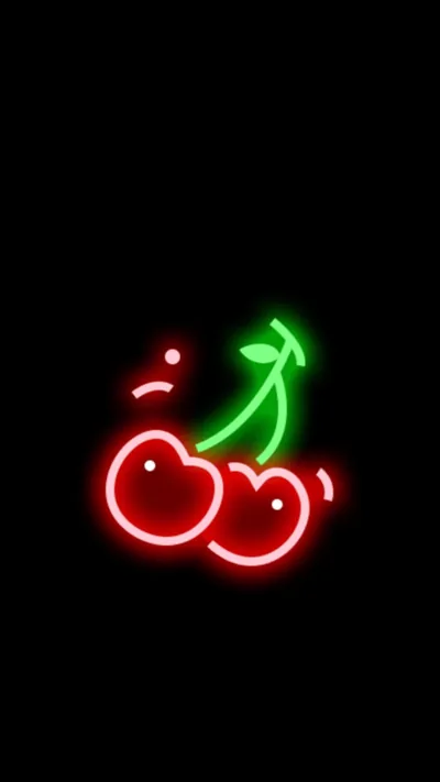 Neon Cherries Sign on Black HD Phone Wallpaper