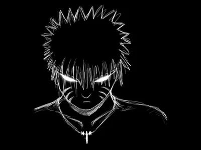 White Line Sketch Face on Black HD Wallpaper