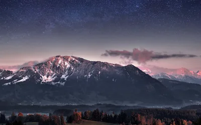 Night Sky Over the Bavarian Alps HD Wallpaper