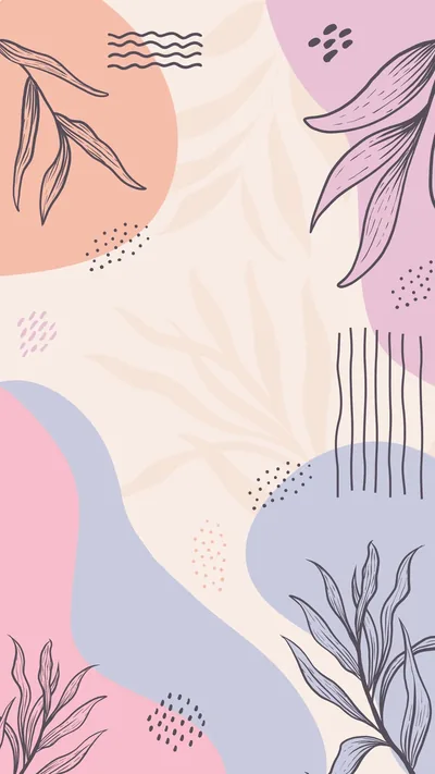 Doodle Leaves on Pink and Lilac HD Phone Wallpaper