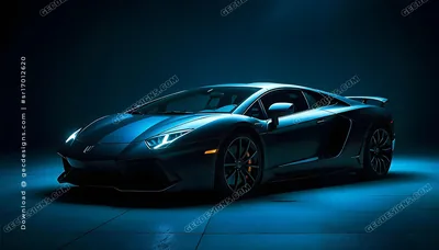 Car Desktop Wallpaper Featuring a Luxury Supercar in a Dark Studio with Blue Lighting