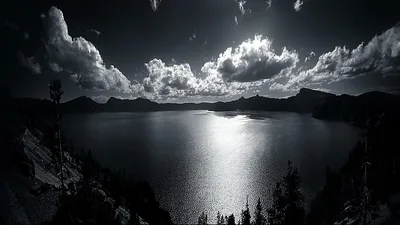 Moonlit Lake Between Cliffs HD Wallpaper