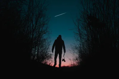 Shooting Star Above a Dark Trail HD Wallpaper