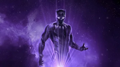 Black Panther Purple Fan Art 5K Wallpaper