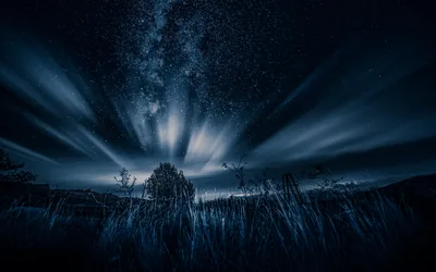 Starry sky Wallpaper 4K, Northern Lights, Dark, Night