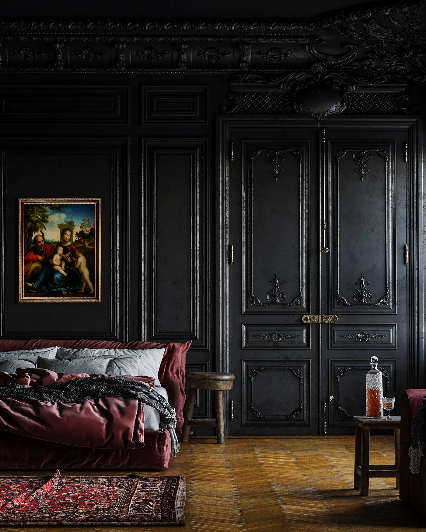 Black bedroom Behance