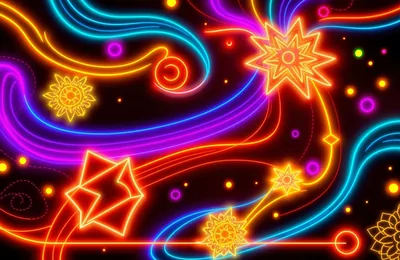 Swirling Neon Stars and Streams HD Wallpaper