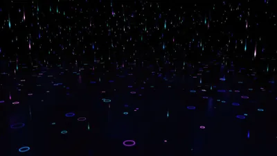 Falling Light Streaks over Glowing Rings HD Wallpaper