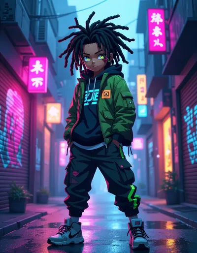 Black Anime Boy With Dreads Art Create Yours Now
