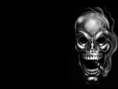 Chrome Skull Smoking a Cigar HD Wallpaper