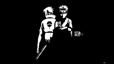 White Stencil of Two Ninja on Black HD Wallpaper