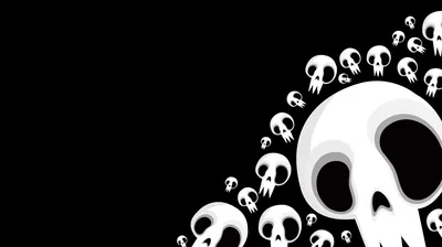 Cartoon Skulls Scattered Across Black HD Wallpaper
