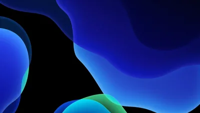 Layered Blue Blobs with Green Edges HD Wallpaper