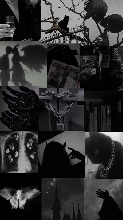 Witchy Collage with Skeleton and Ravens HD Phone Wallpaper