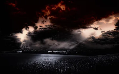 Majestic Nature Field HD Wallpaper of Dark Stormy Skies