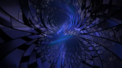 Blue Fractal Tunnel HD Wallpaper