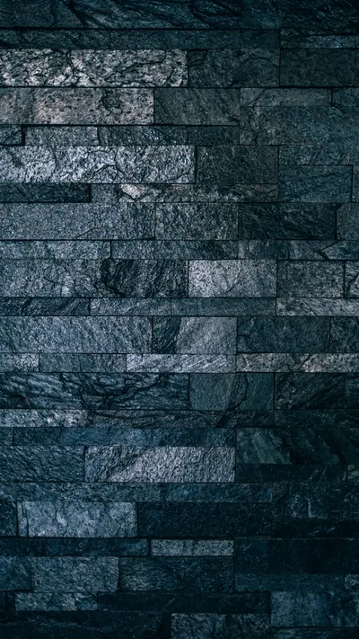 Stacked Stone Brick Wall in Blue Grey HD Phone Wallpaper