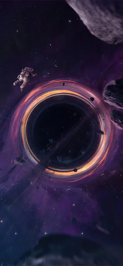 Black hole around asteroids and planets 5k Ultra H iPhone Wallpapers